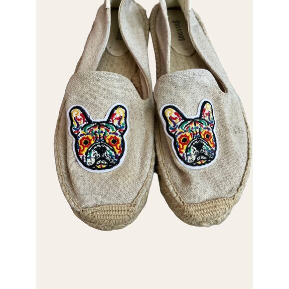 Soludos French Bulldog Canvas Espadrilles Platform Slip On Shoes Size 10 - Picture 6 of 9